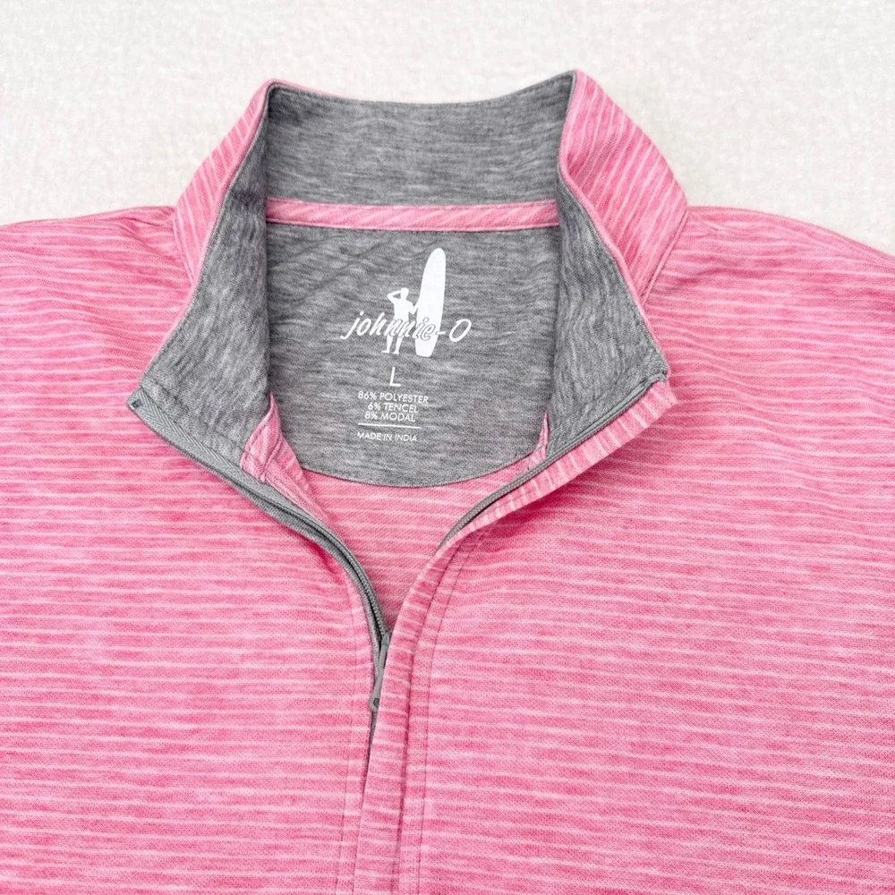 Johnnie O Jameson 1/4 Zip Pullover Sweater Men Size Large Pink 1/4 Zip Knit Golf